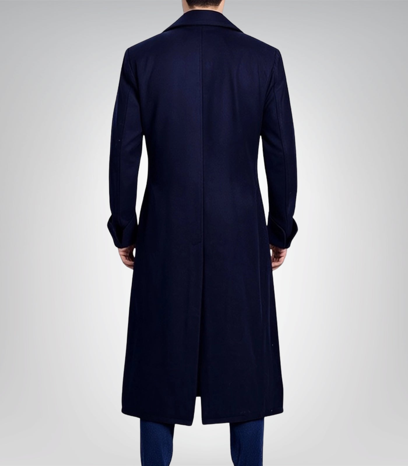 Men’s Dark Blue Double-Breasted Wool Coat Classic Formal & Casual Overcoat