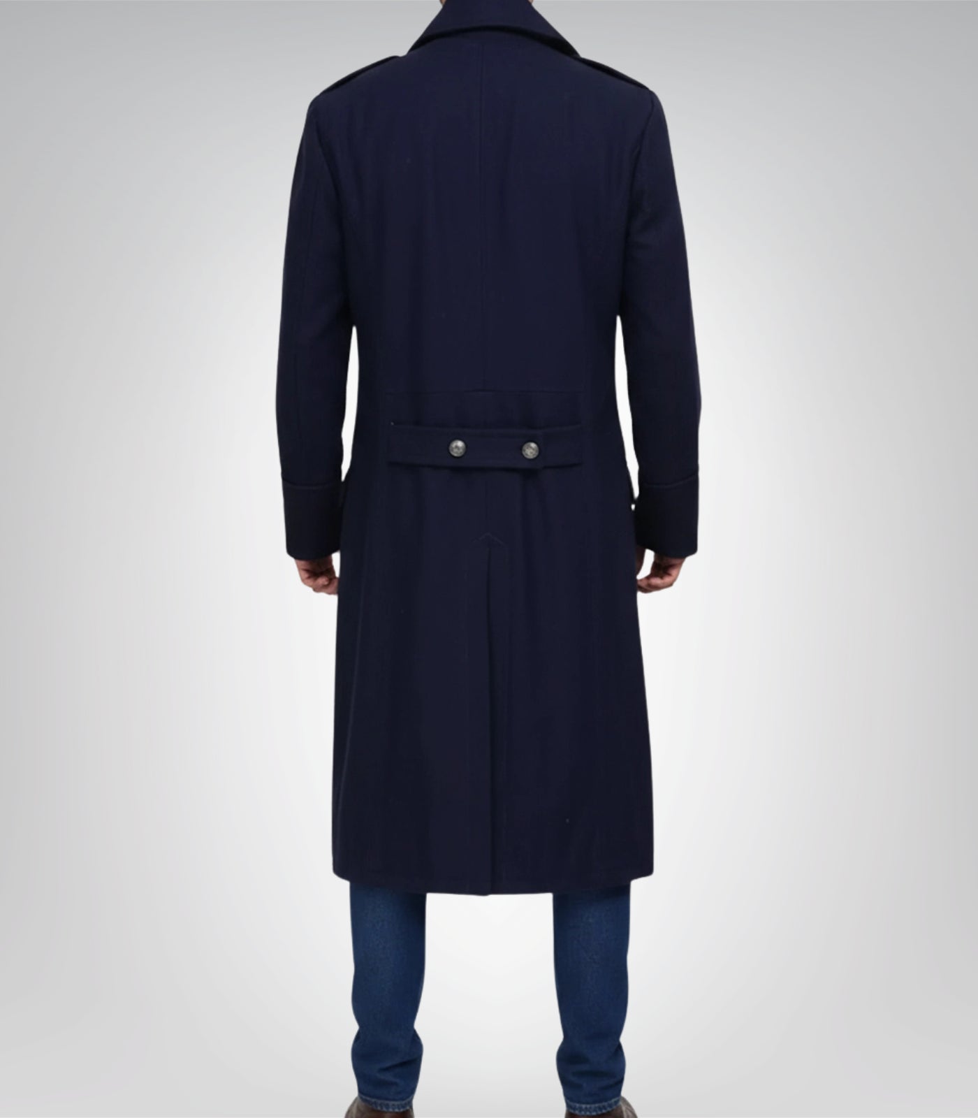 Wallace Men’s Blue Double-Breasted Wool Overcoat Classic Tailored Winter Coat