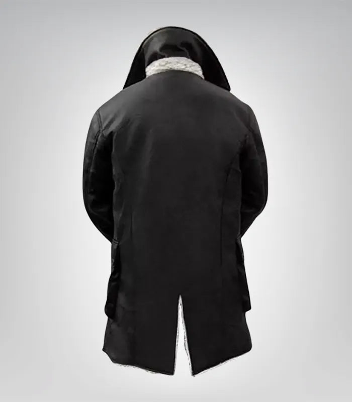 Men’s Black Sherpa Leather Coat – Bane Style Swedish Winter Jacket