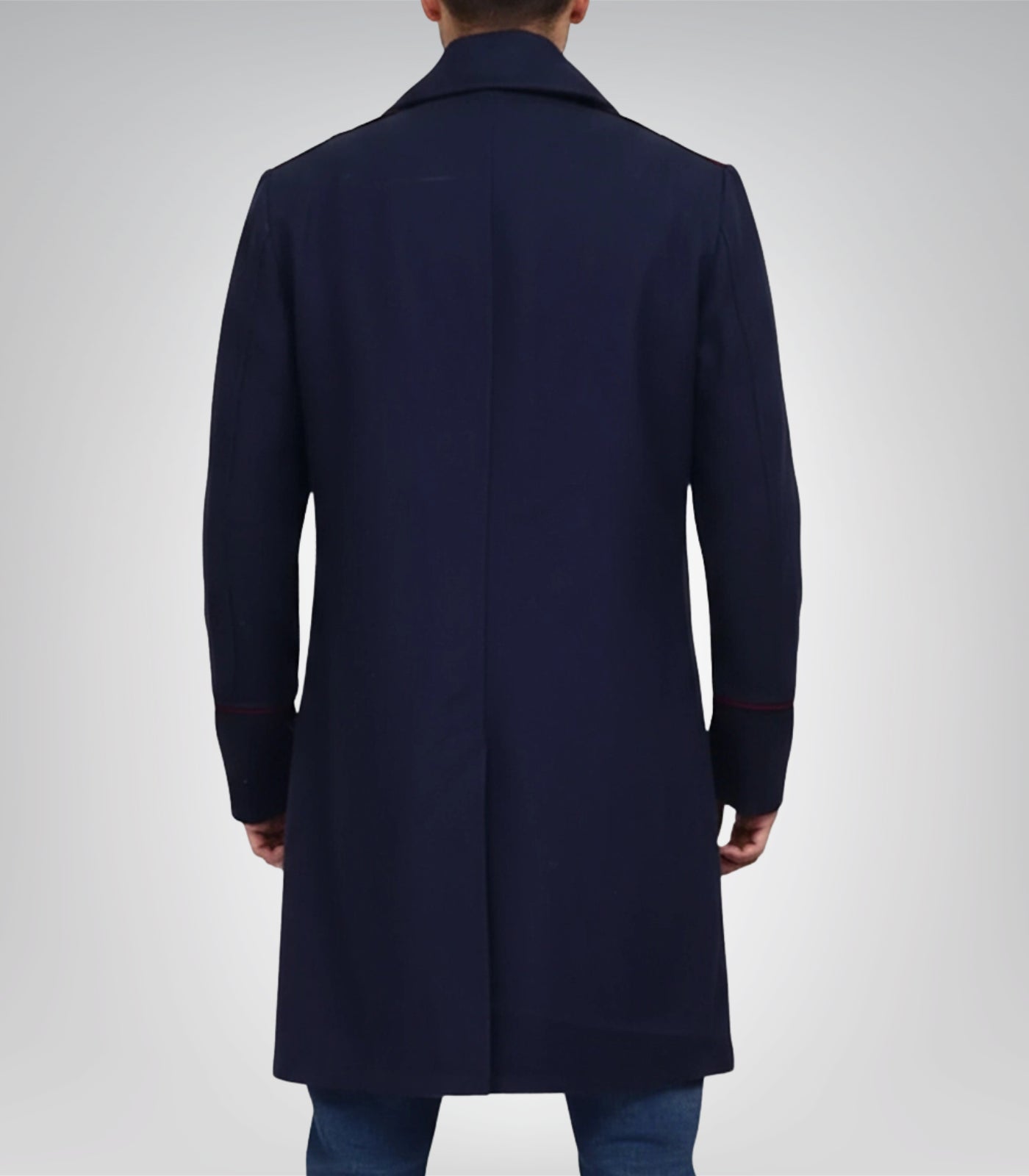 The Naval Officer Men’s Navy Double-Breasted Wool Coat Tailored Winter Overcoat