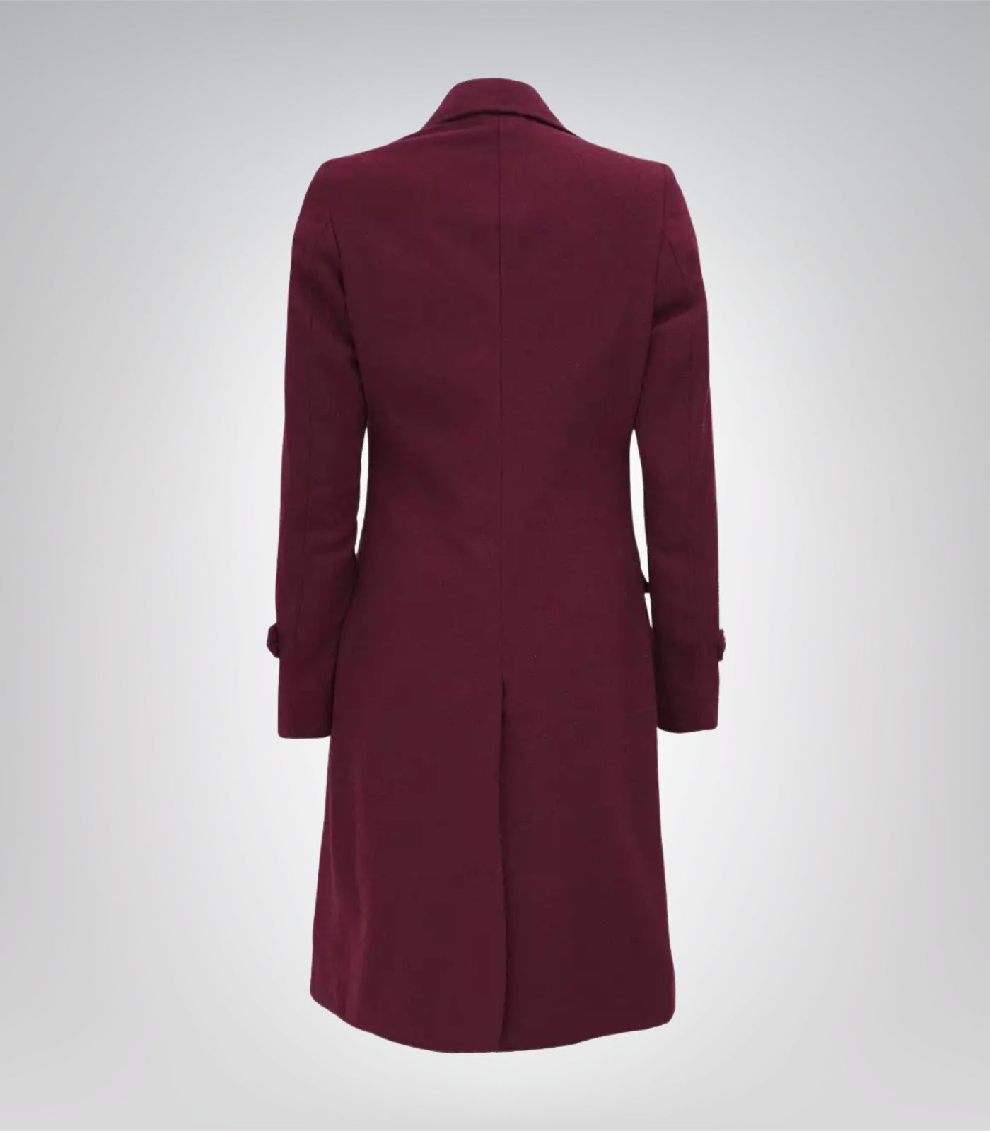 Women’s Burgundy Double-Breasted Long Wool Coat Elegant Wrap Trench Style
