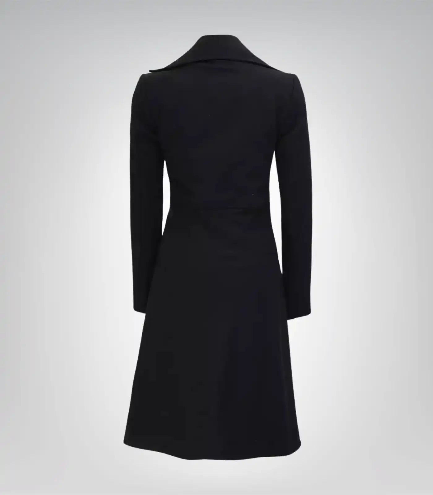 Carol Women’s Black Double-Breasted Wool Trench Coat