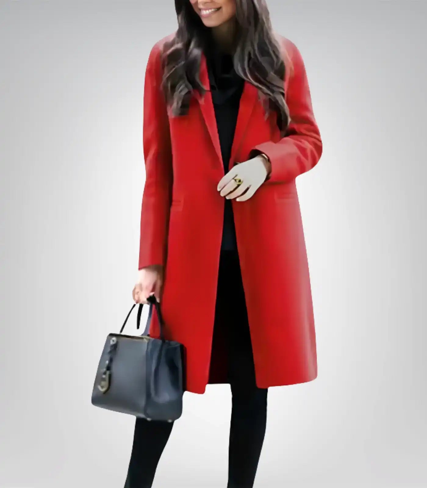 Women’s Red Single-Breasted Wool Walker Coat