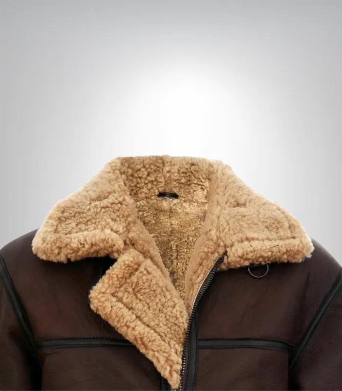 Men’s Vintage Brown Sheepskin Flying Jacket – Classic Shearling Aviator Coat