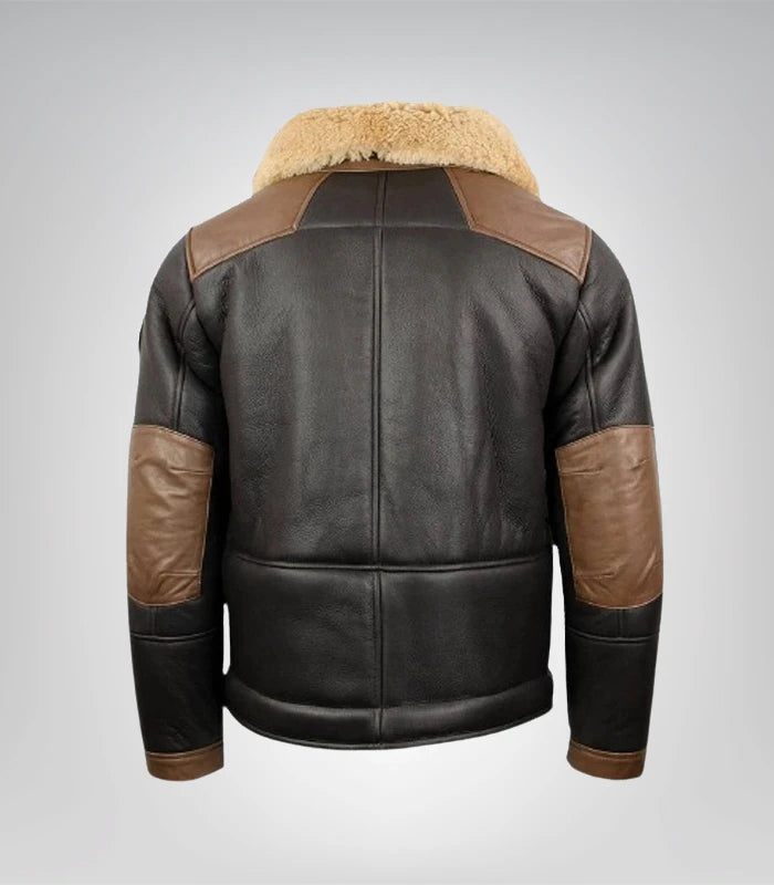 Premium men’s dark brown leather flying jacket – RAF bomber style