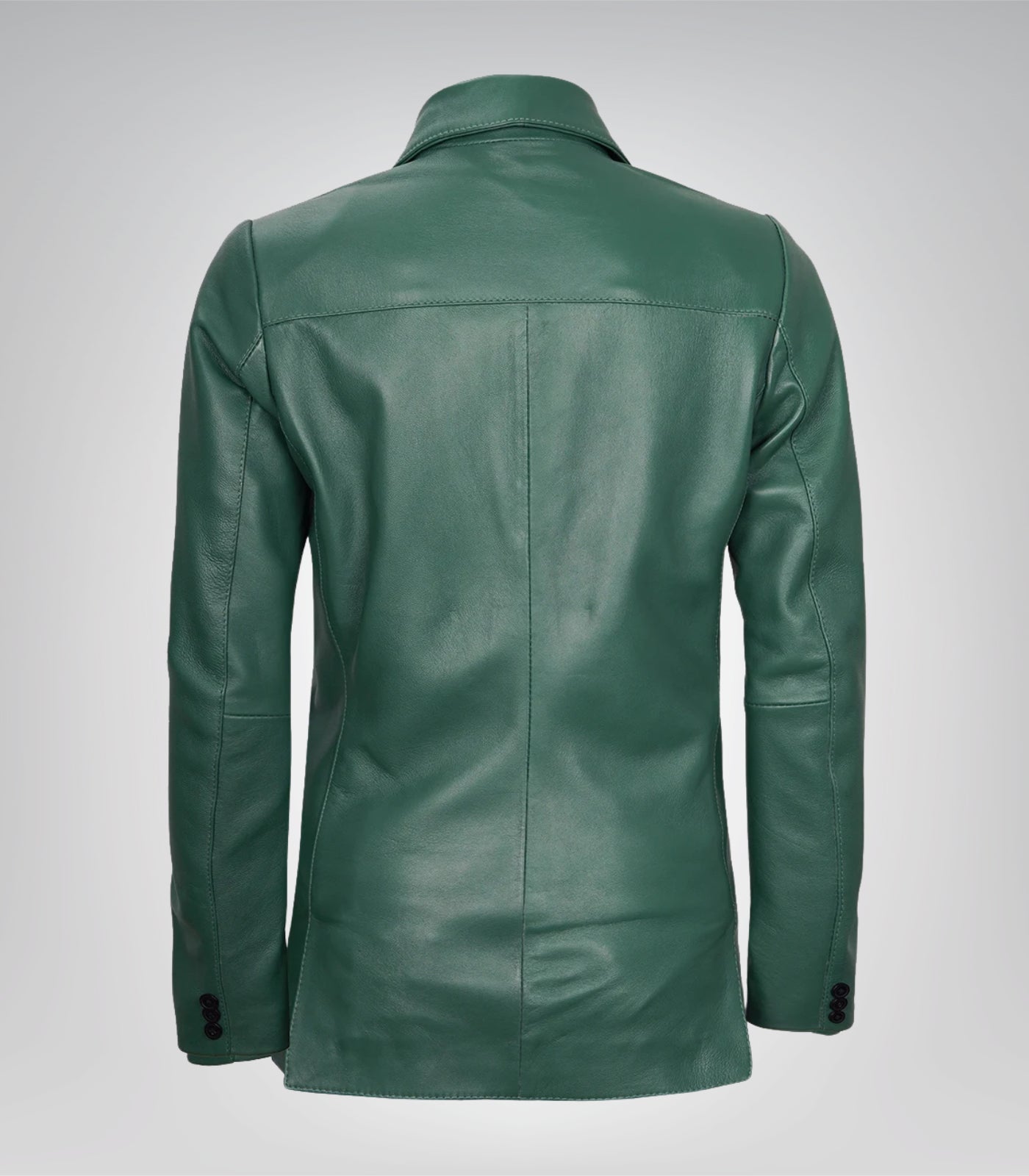 Stylish women’s green leather blazer crafted from lambskin