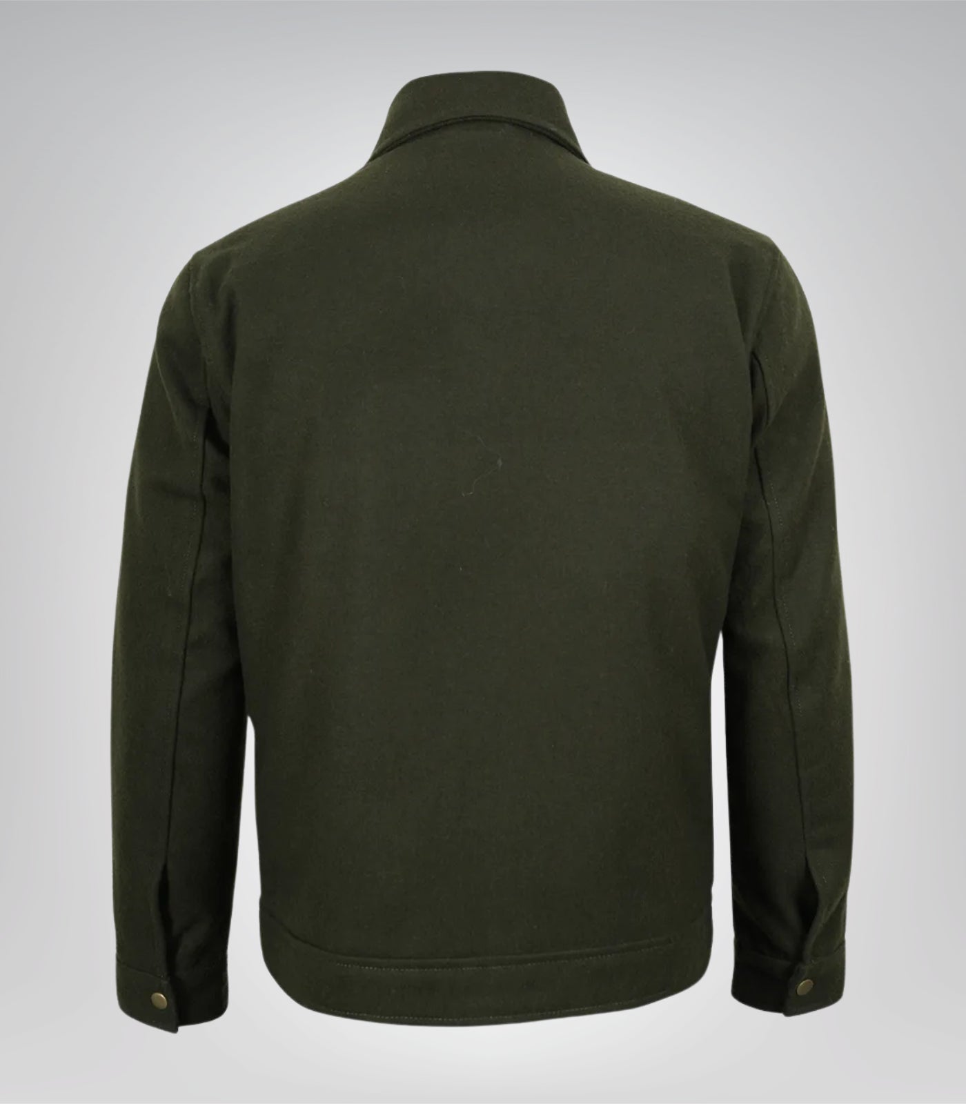 Stylish men’s olive green wool military jacket with zip-up design