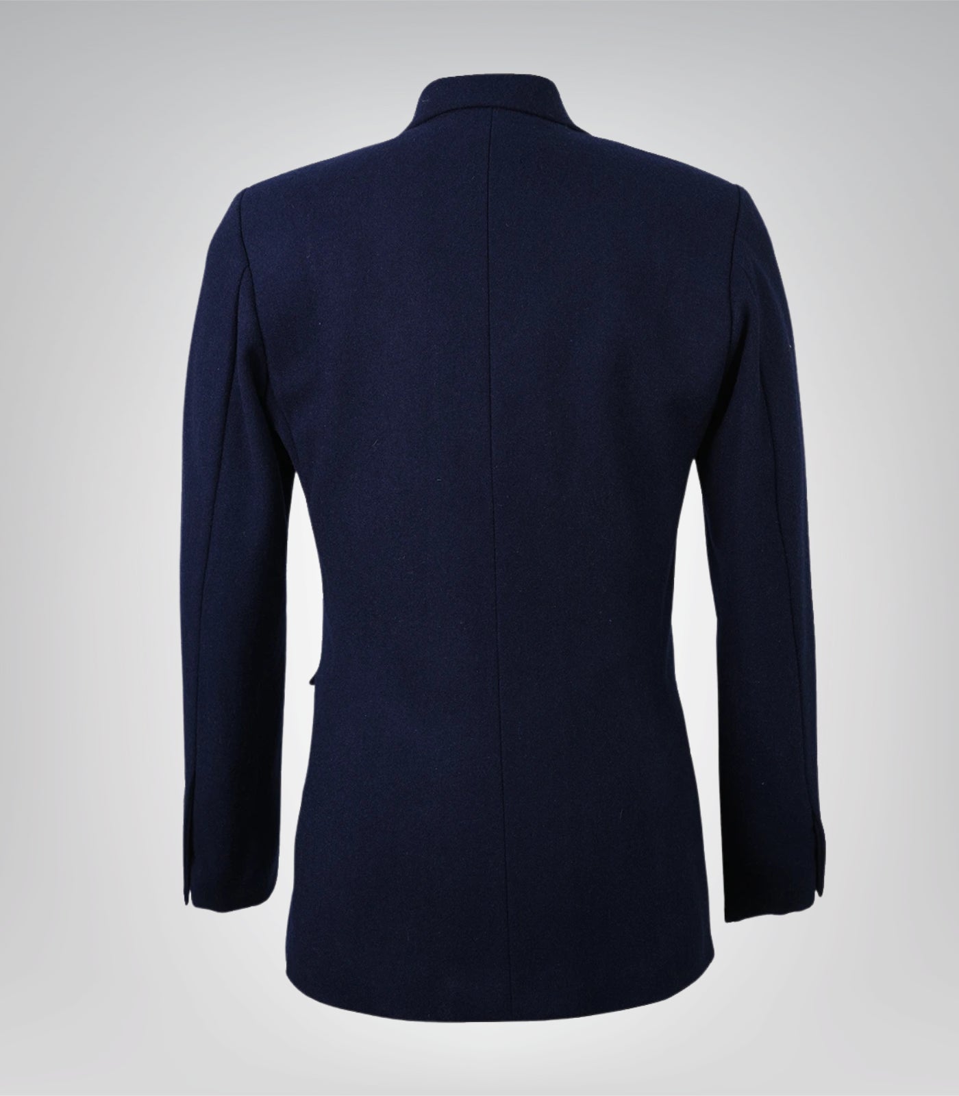 Women’s Navy Blue Wool Blazer with Notch Lapel Single Button Tailored Jacket