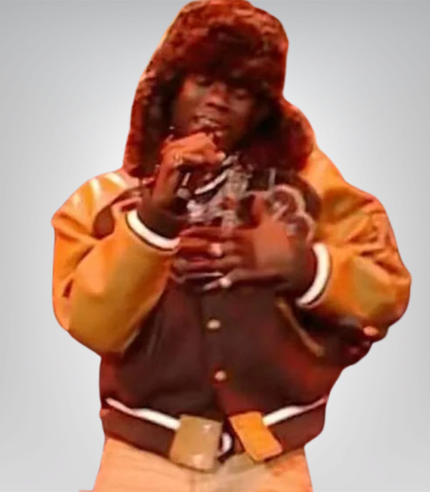 Rema Brit Awards 2024 Brown and Yellow Varsity Bomber Jacket