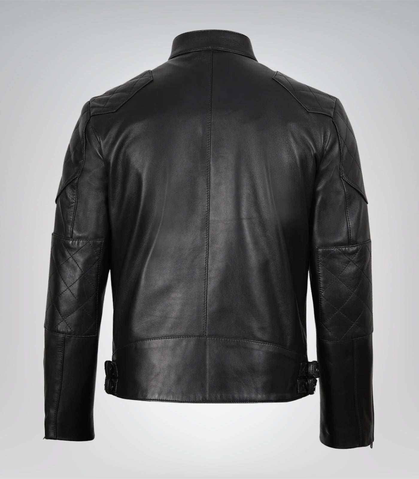 Timeless black leather biker jacket for men with premium detailing