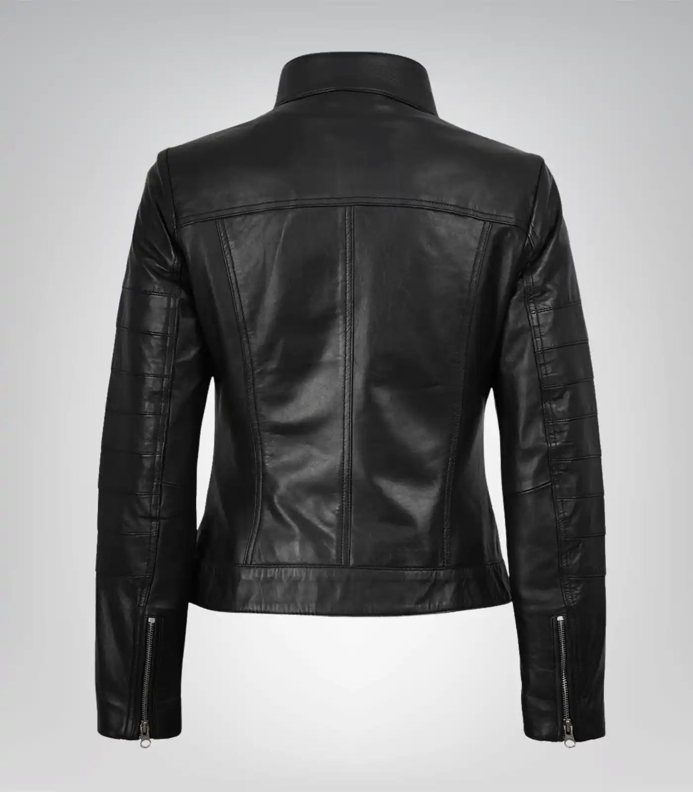 Women’s premium black motorcycle-style leather jacket
