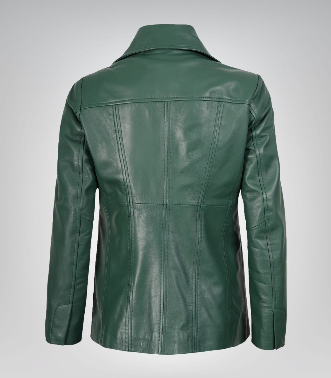 Stylish women’s green leather blazer crafted from lambskin