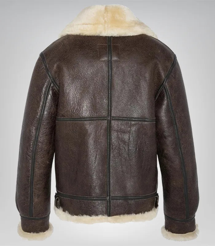 Men’s vintage dark brown sheepskin bomber – RAF B3 aviator flight jacket