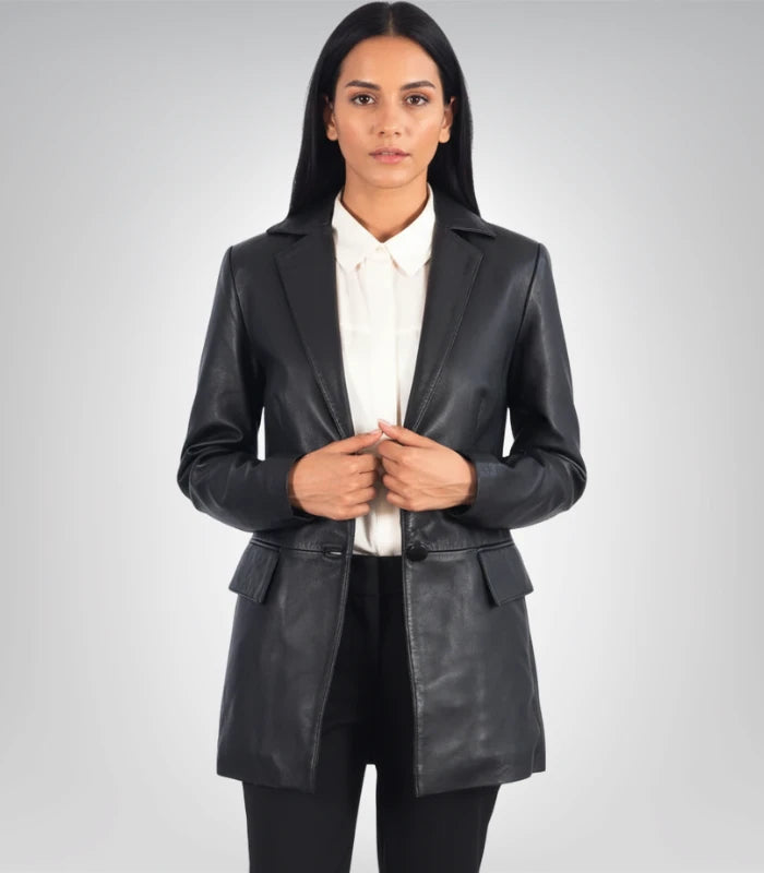 Marilyn Black Leather Blazer