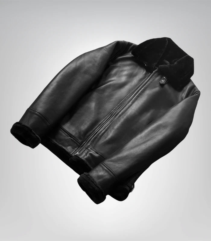 Classic men’s leather button-up shirt – black Ranchson style