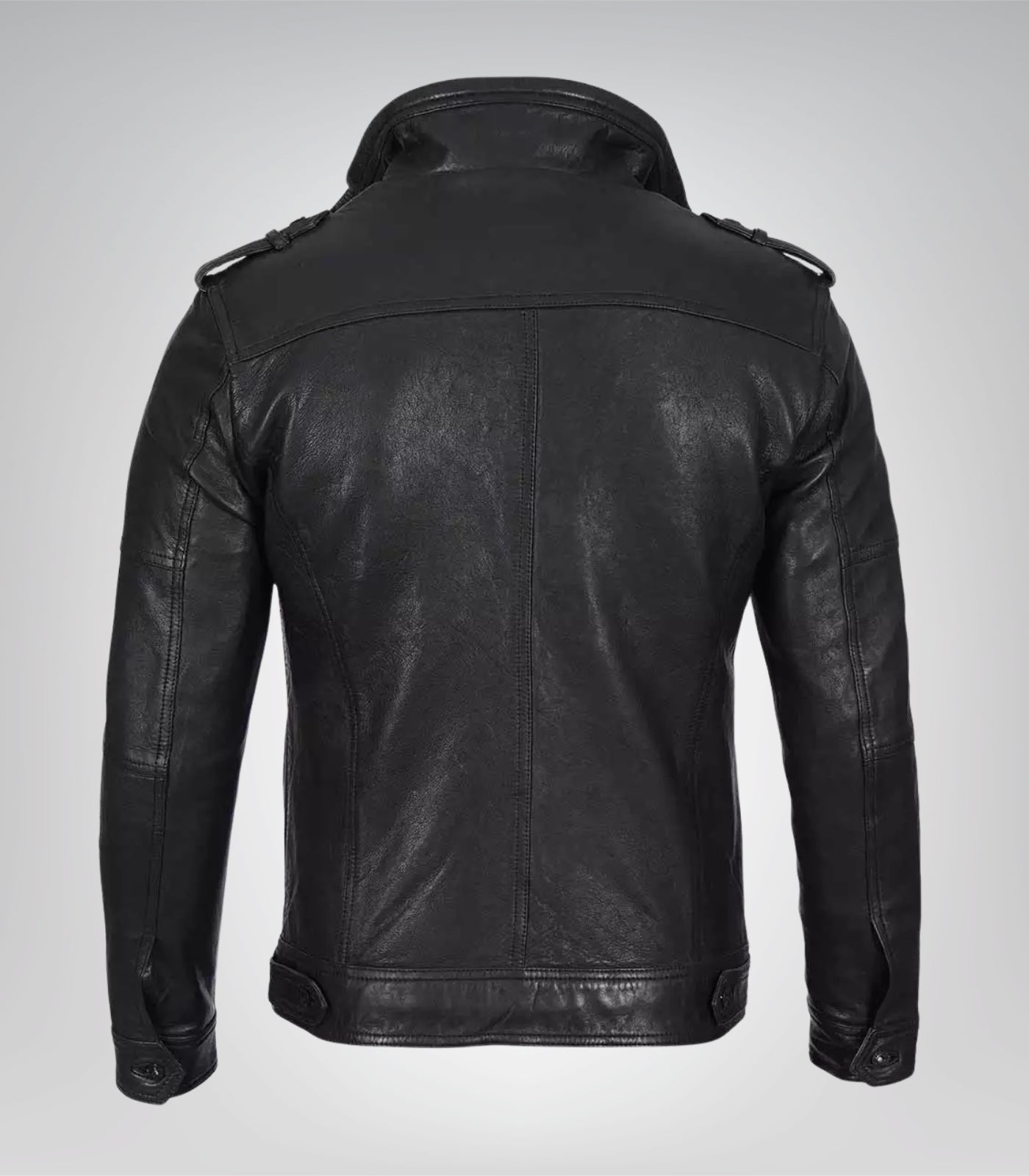 Men’s Black Washed Leather Motorcycle Jacket