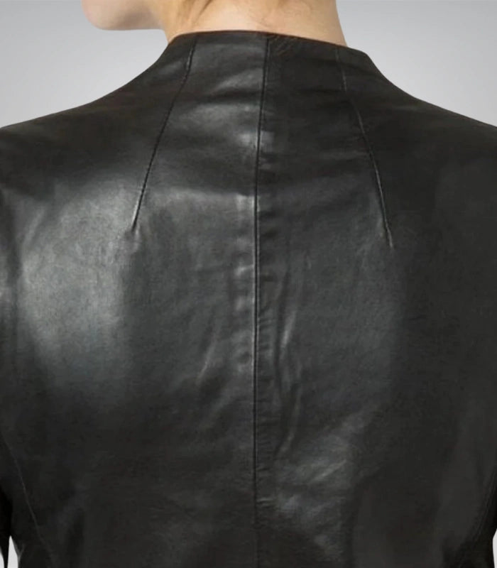 Women’s Black Leather Blazer Coat Short Street Style Jacket