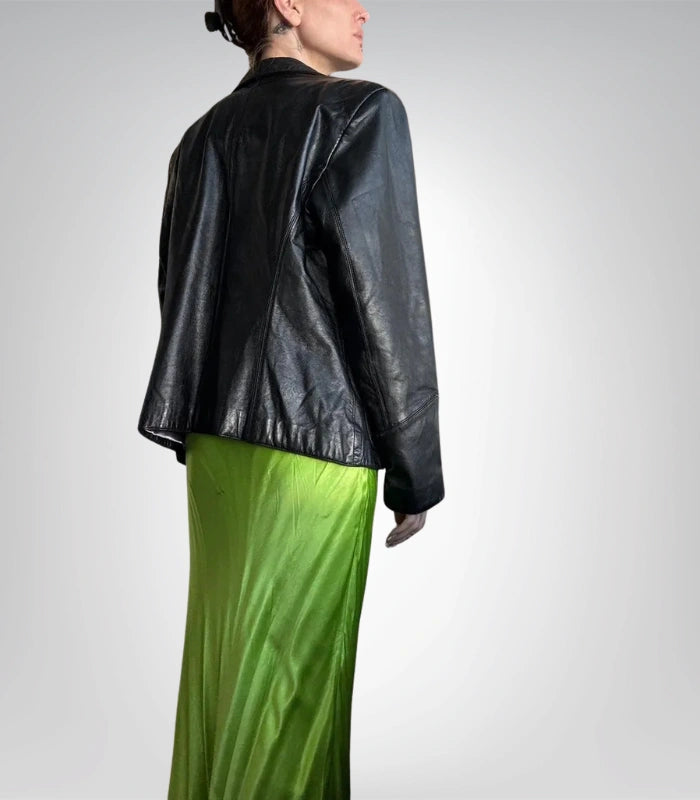 Classic handmade leather blazer – women’s black vintage minimalist design
