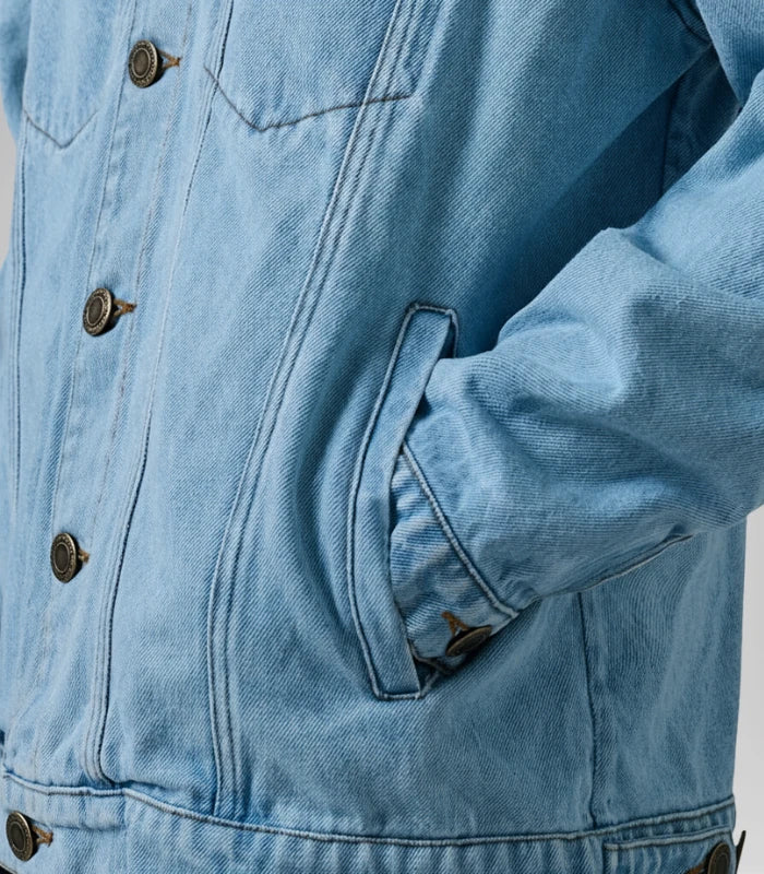 Eddie Light Blue Oversized Denim Trucker Jacket – Men’s Casual Jean Jacket