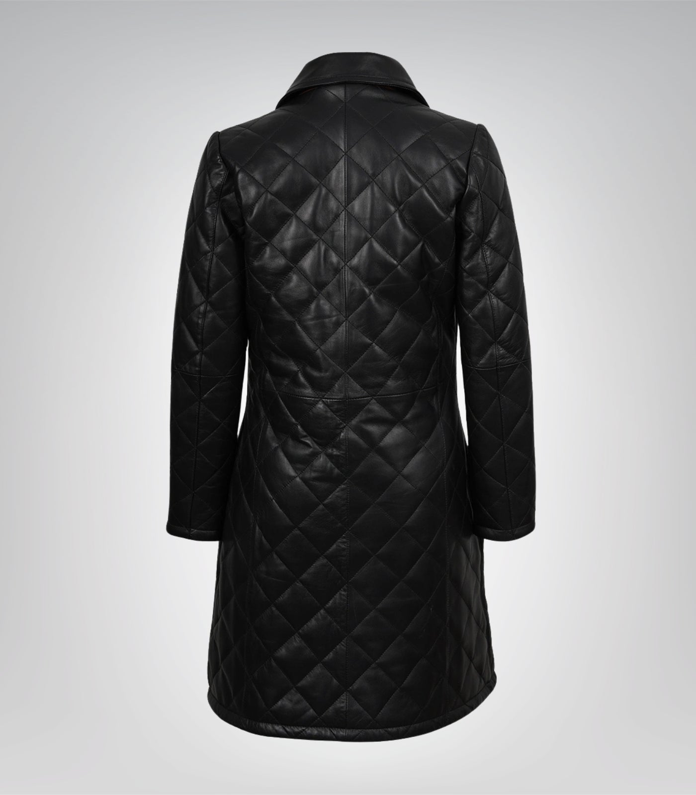 Glen Women’s Black Quilted Leather Car Coat with Brown Highlights