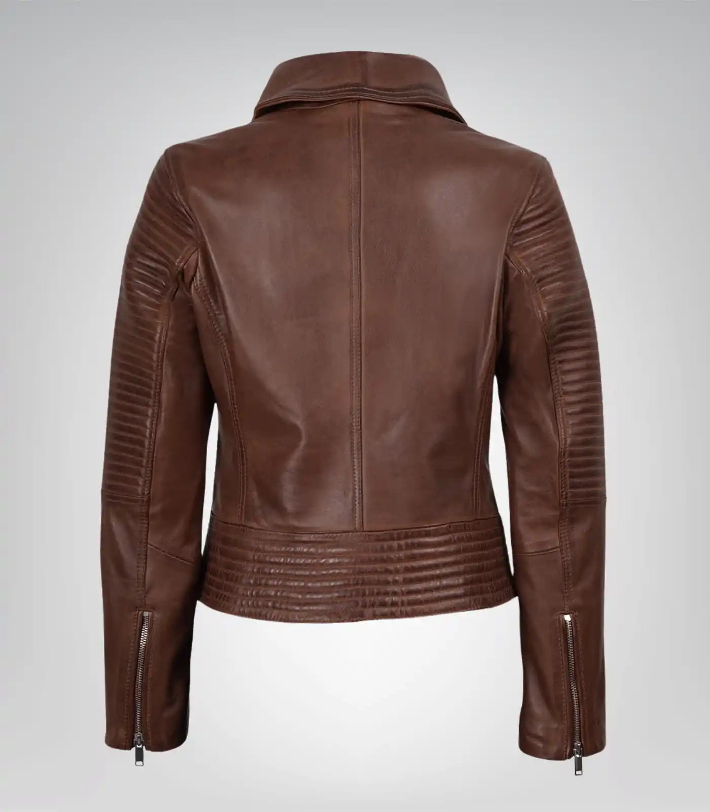 Women’s Asymmetrical Moto Jacket in Cognac Leather