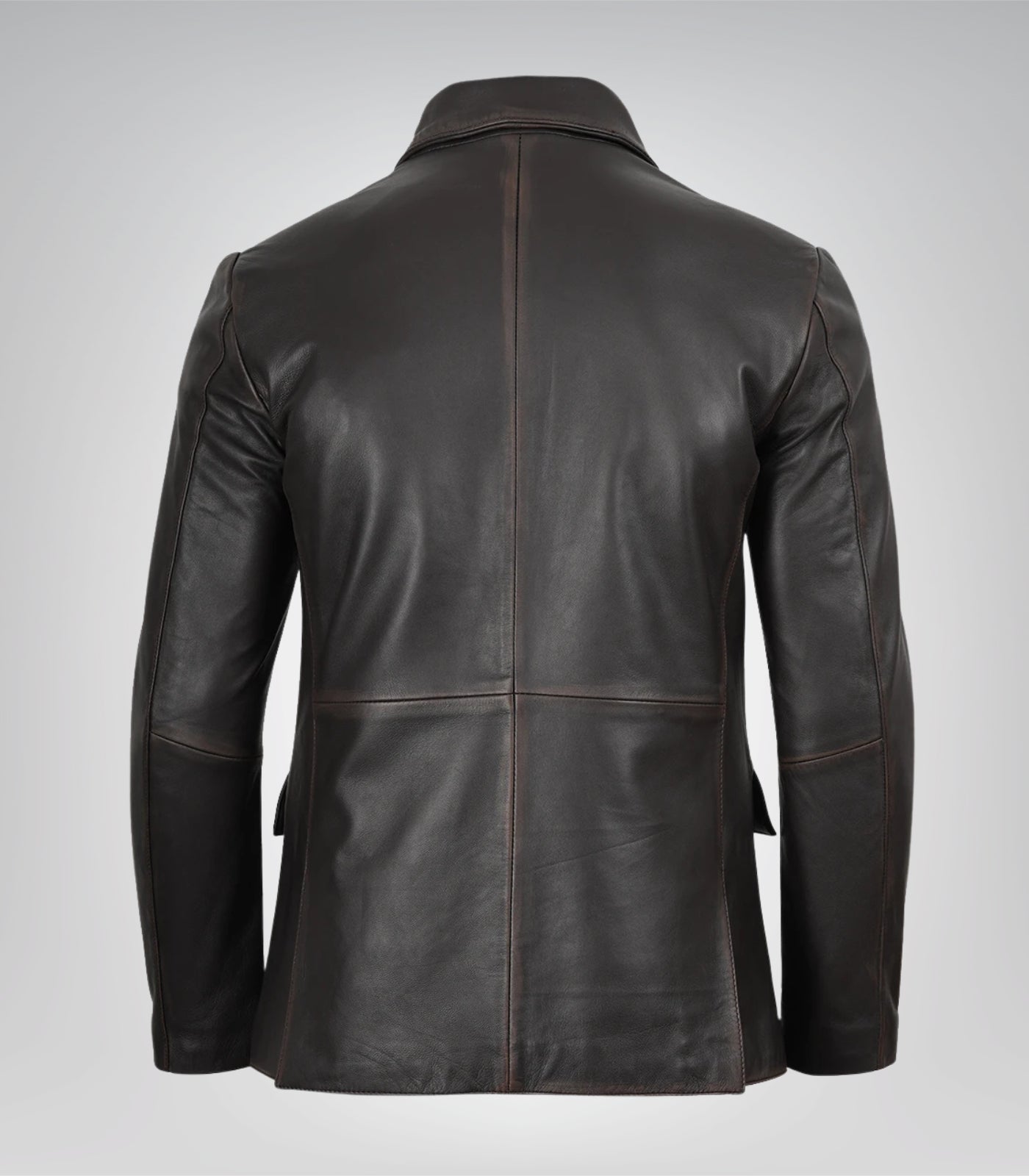 Genuine Distressed Brown Leather Blazer for Men Classic Two-Button Closure
