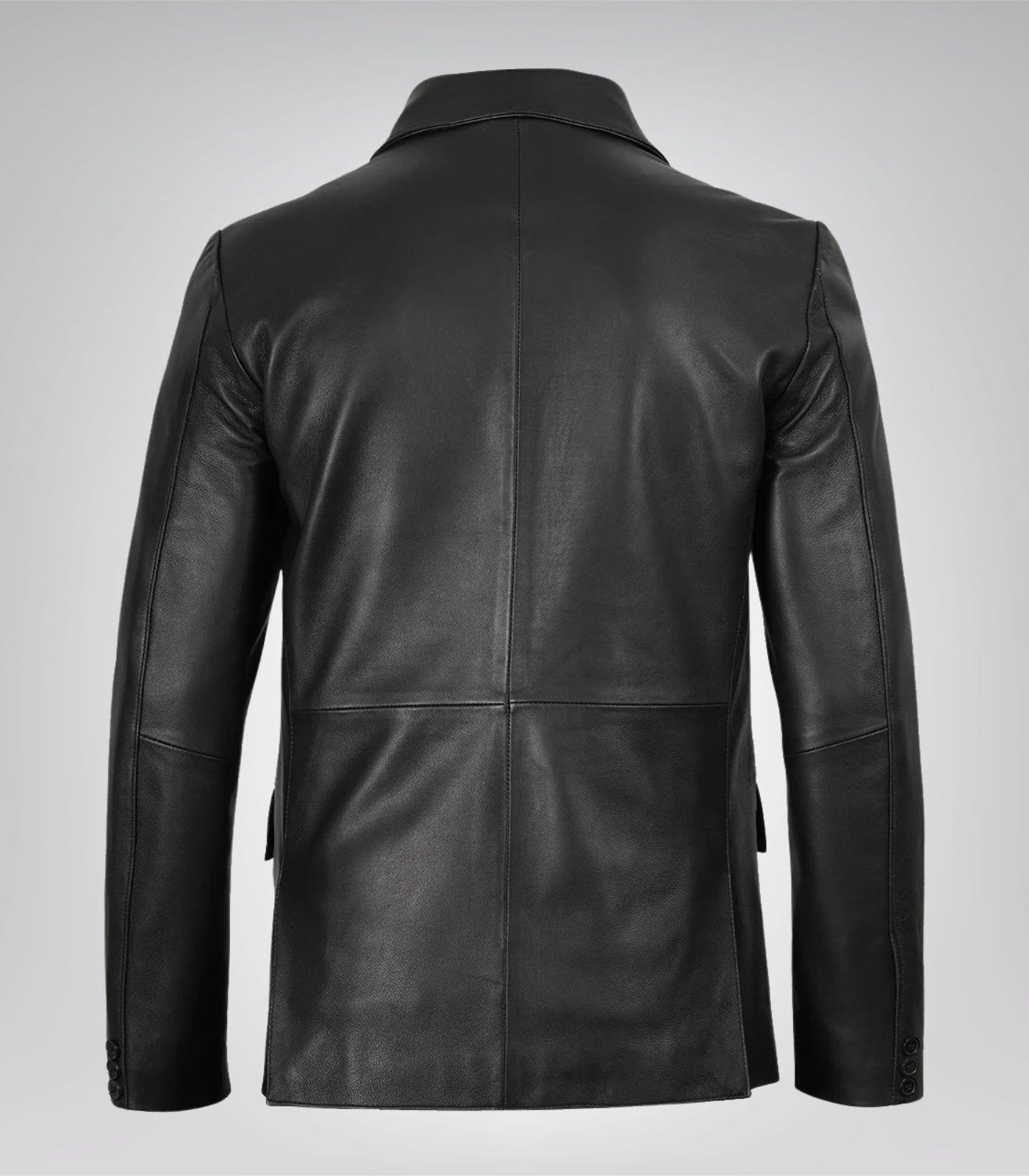 Men’s Two-Button Black Leather Blazer with Notch Lapel