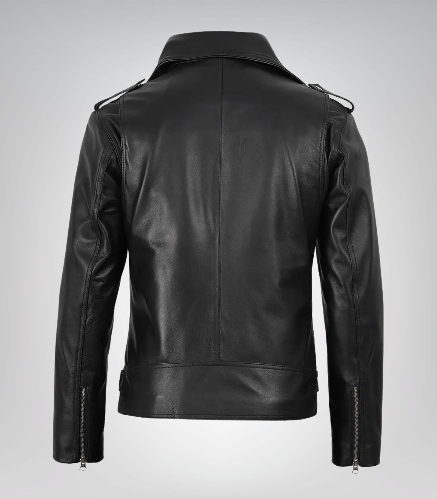 Men’s Black Leather Jacket Featuring Asymmetrical Biker Style