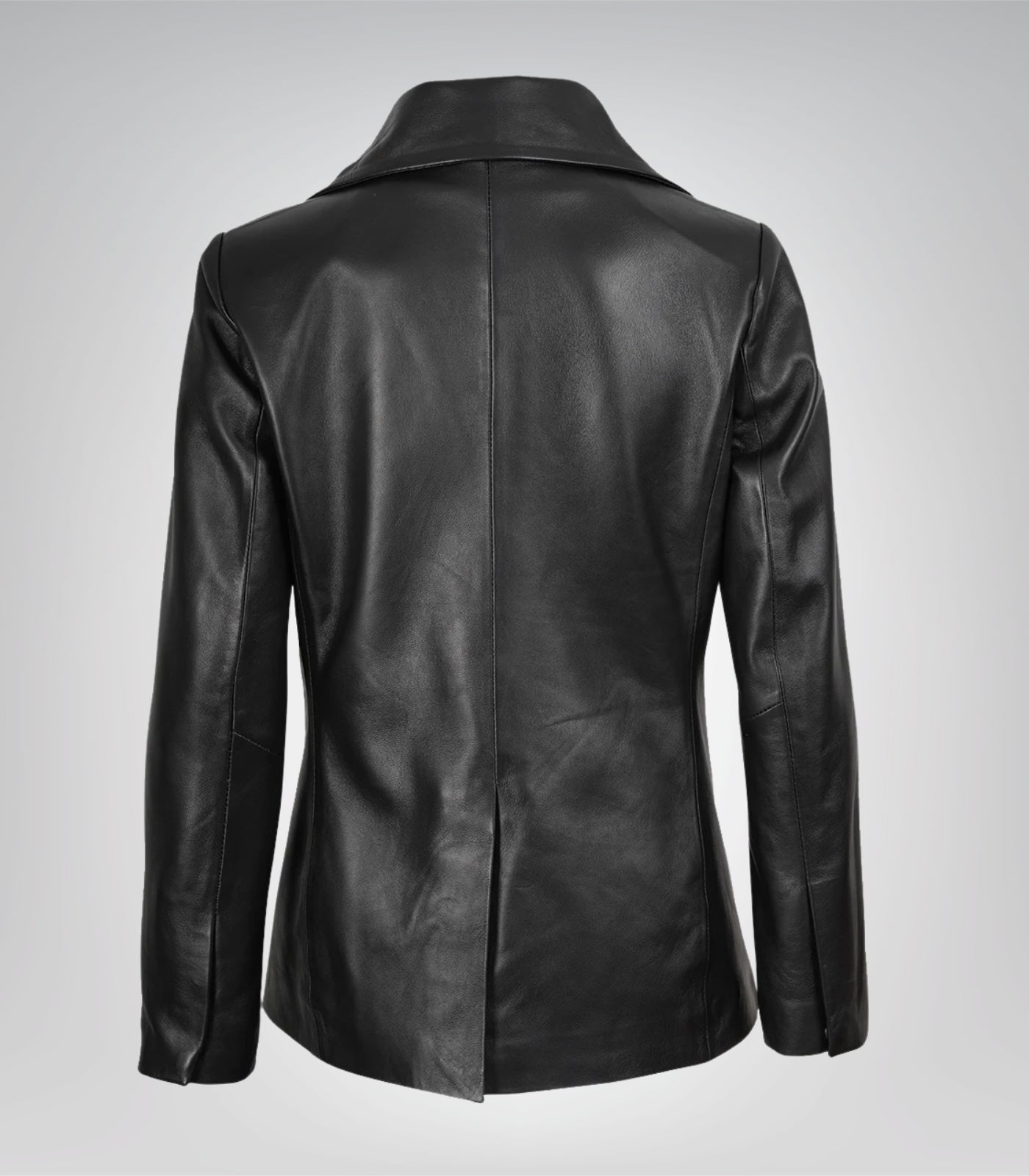 Women’s Double-Breasted Black Leather Coat