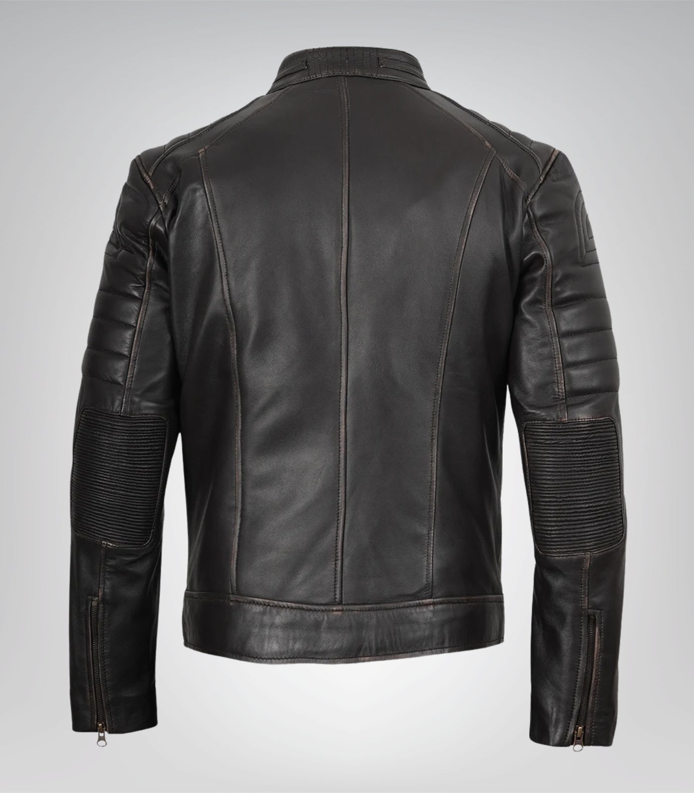 Men’s Distressed Brown Motorcycle Leather Jacket Biker Design