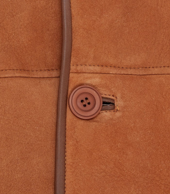 Mens Tan Sheepskin Shearling PeaCoat