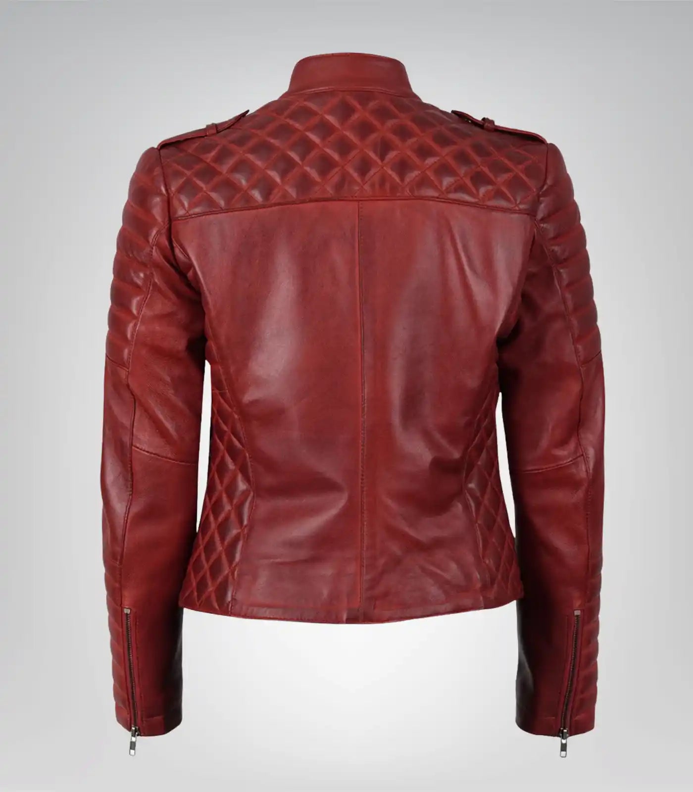 Women’s Red Premium Asymmetrical Leather Biker Jacket