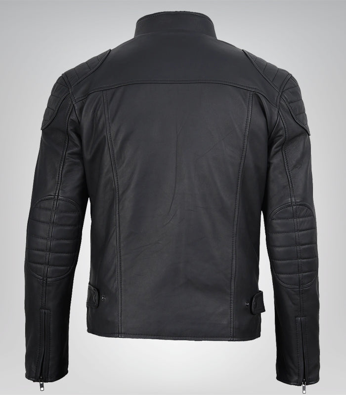 Men’s Real Leather Biker Jacket Matte Black Motorcycle Style, 100% Lambskin