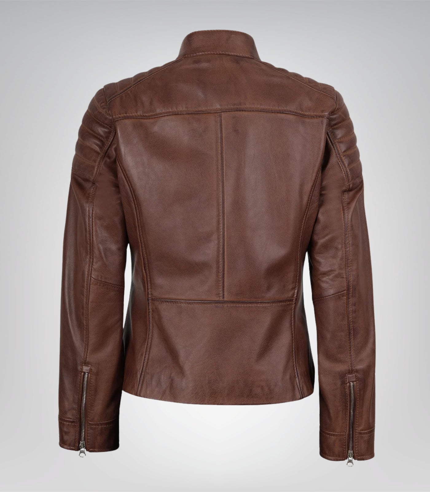 Women's Cognac Moto Leather Biker Jacket