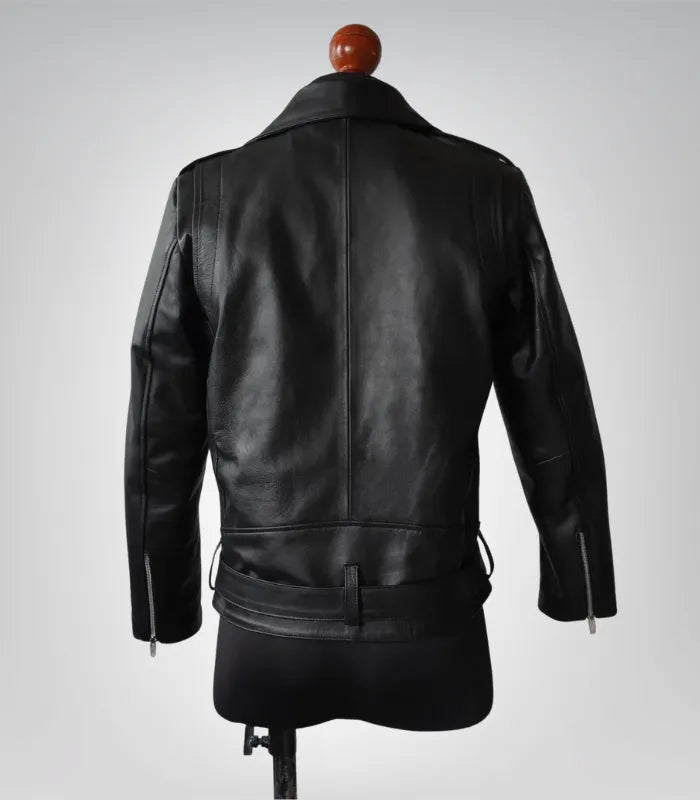Classic men’s vintage biker jacket – 90s double rider cowhide leather coat