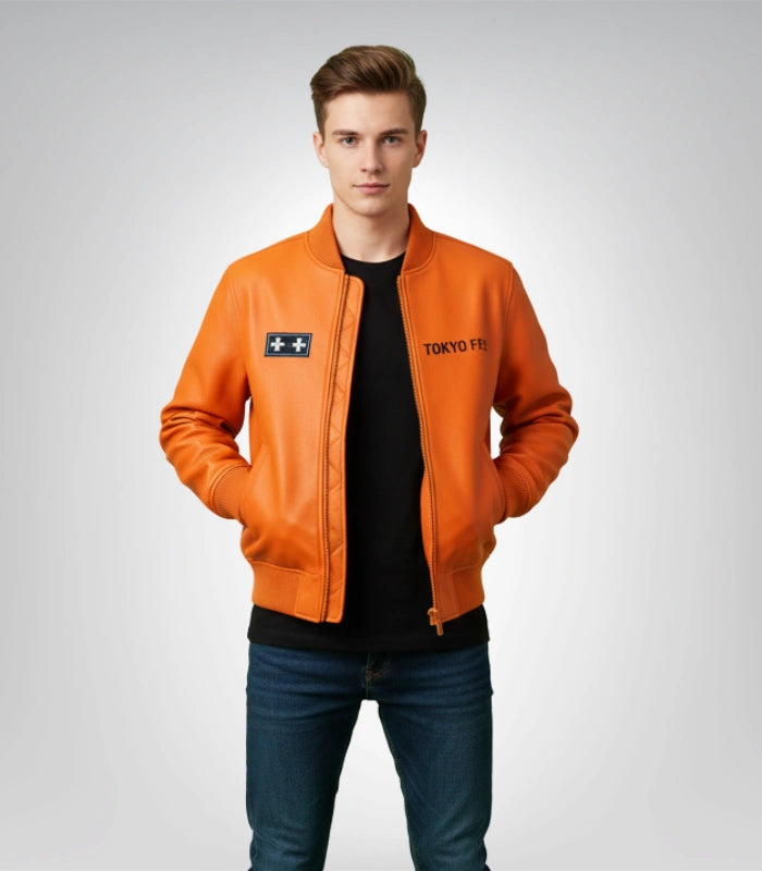 Oze Fire Force Jacket: Genuine Sheep Leather Cosplay