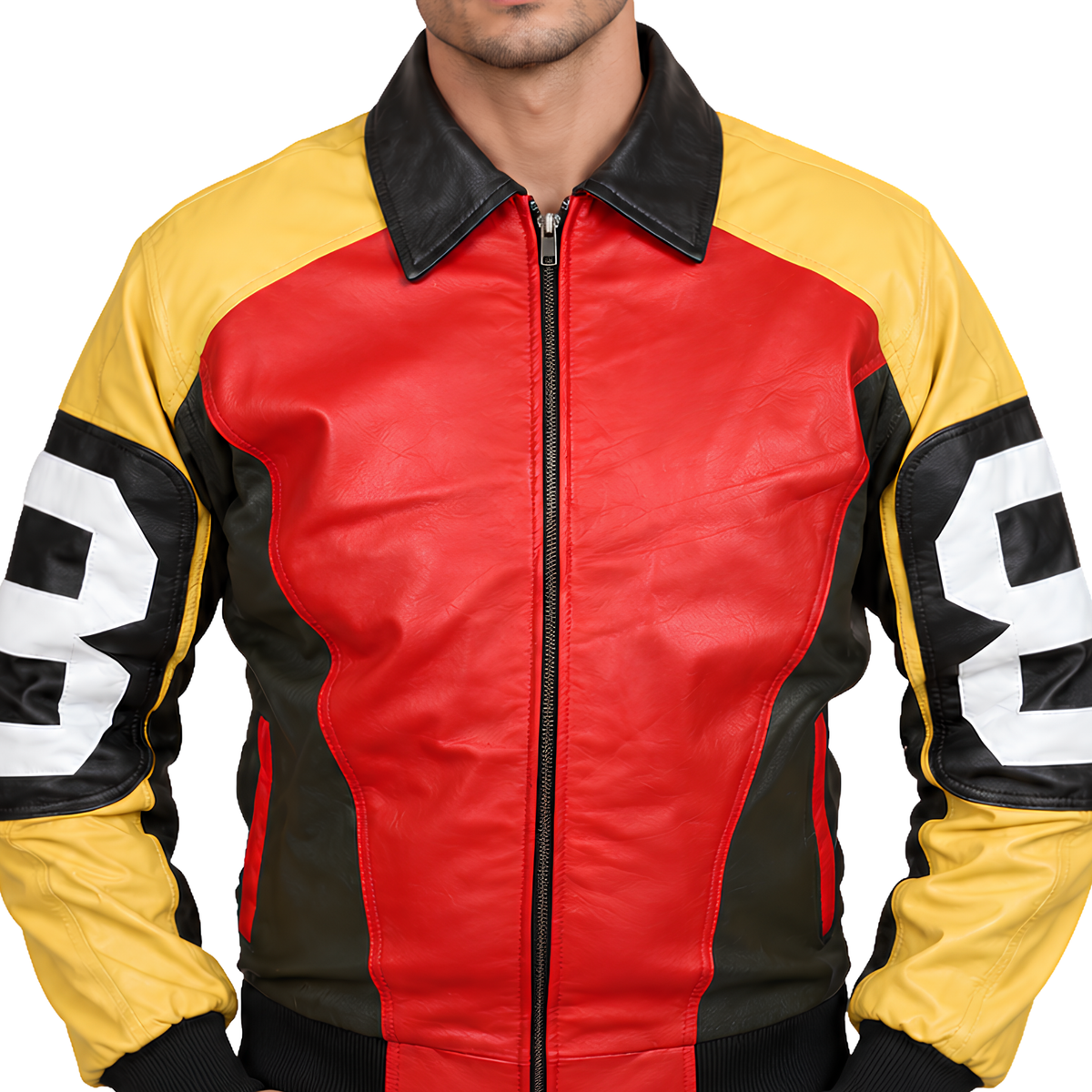 Sale Live On The Seinfeld David Puddy 8 Ball Leather Bomber Jacket