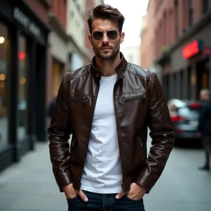 Men Brown Leather Jackets - Craftline Leathers