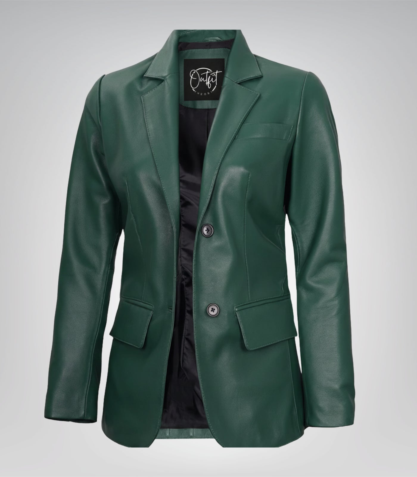 Women’s green real lambskin leather blazer