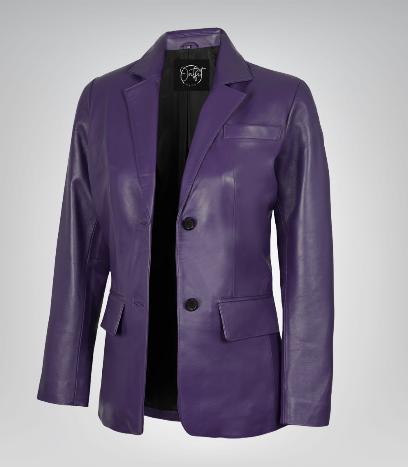 Women’s purple lambskin leather blazer