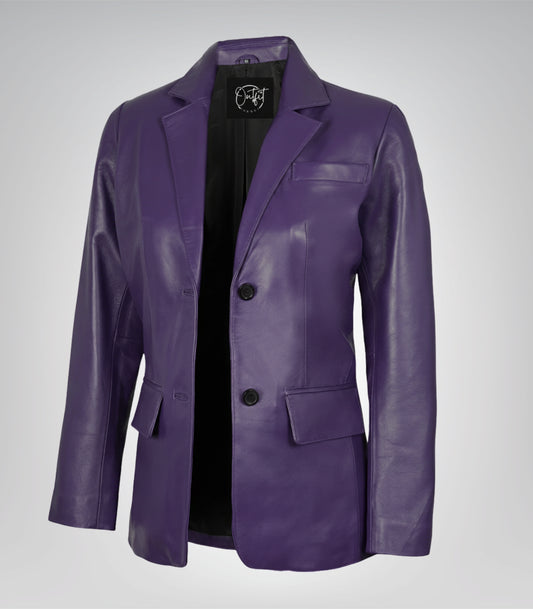 Women’s purple lambskin leather blazer
