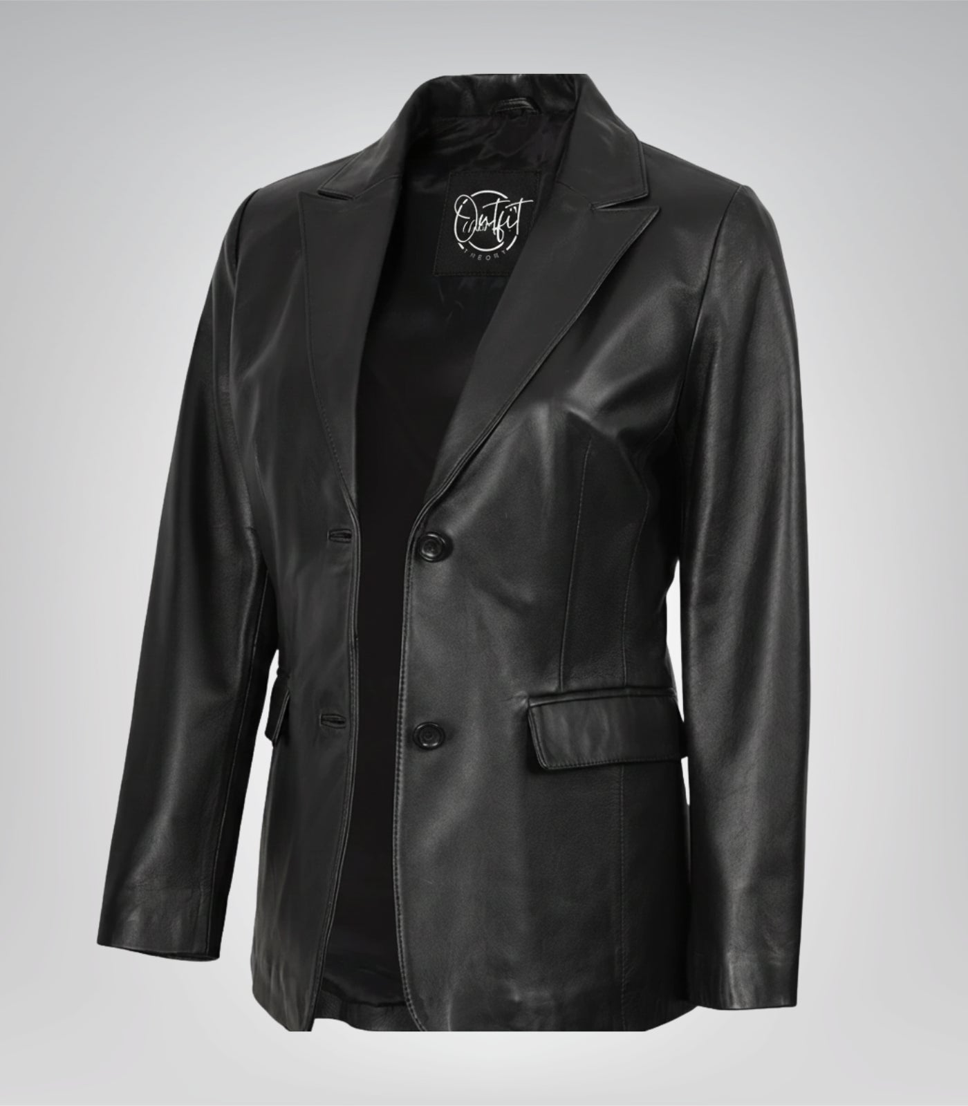 Women’s black real lambskin leather blazer