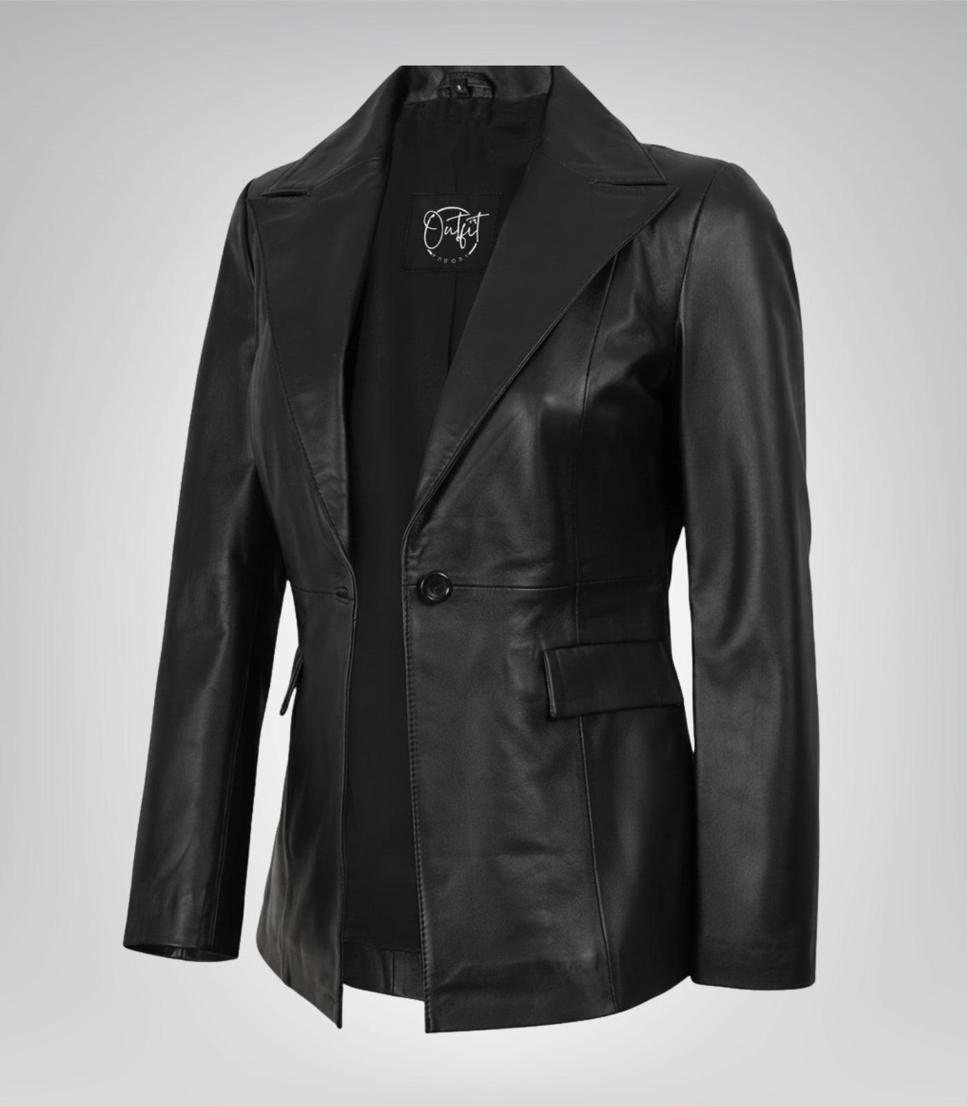 Women’s black real lambskin leather blazer