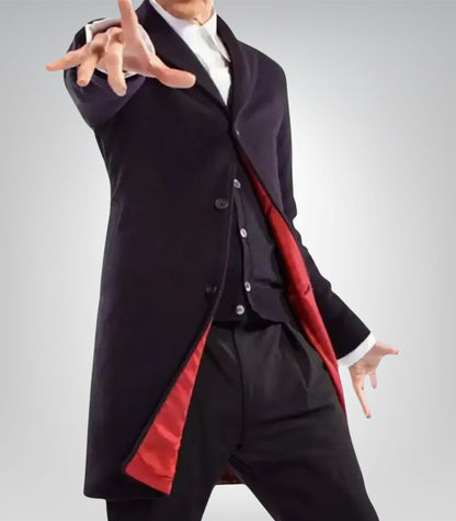 Men’s Dark Blue Wool Overcoat Twelfth Doctor Style Winter Car Coat