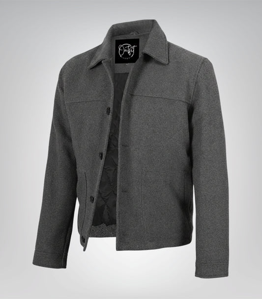 Kevin men’s gray wool button-up jacket tailored winter coat