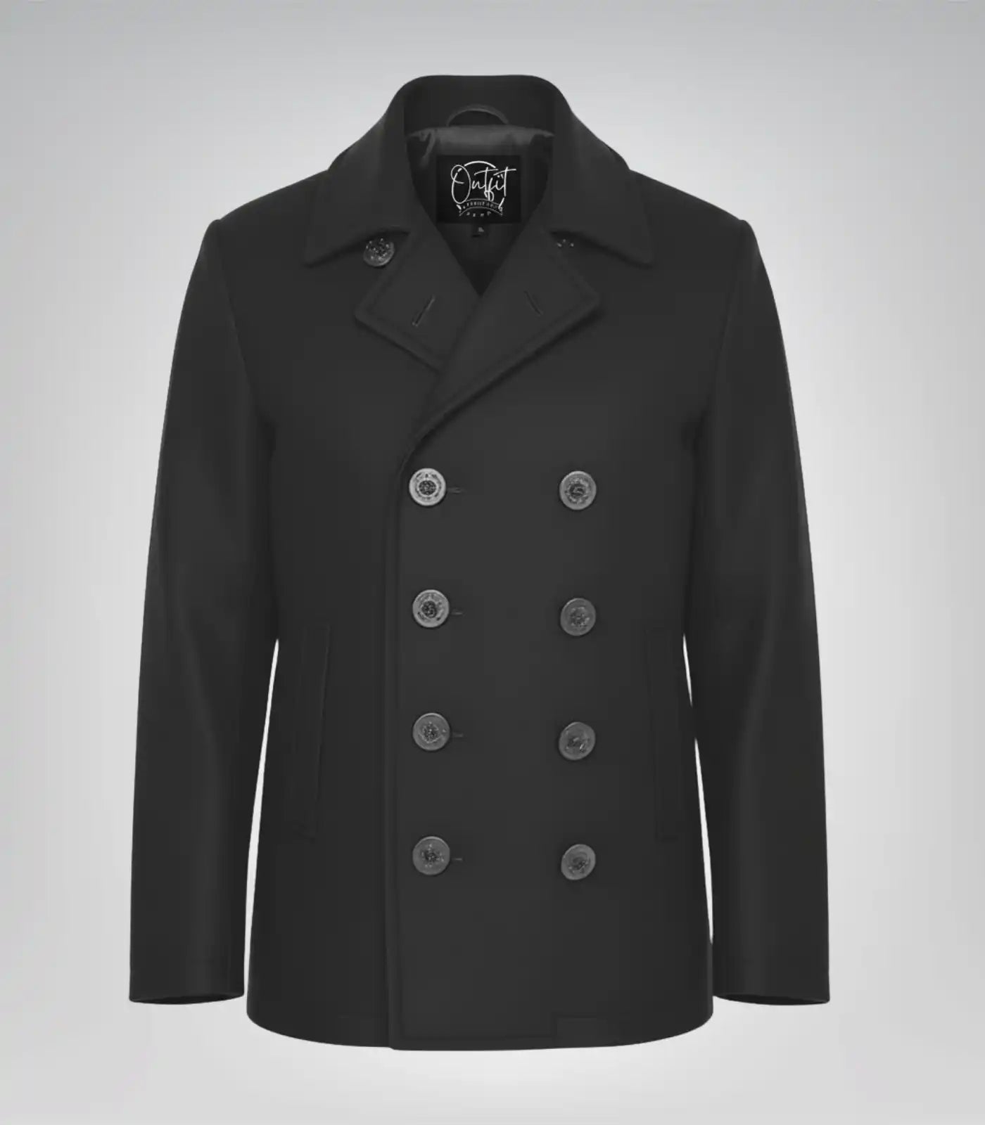 Gossett Men’s Black Double-Breasted Wool Peacoat