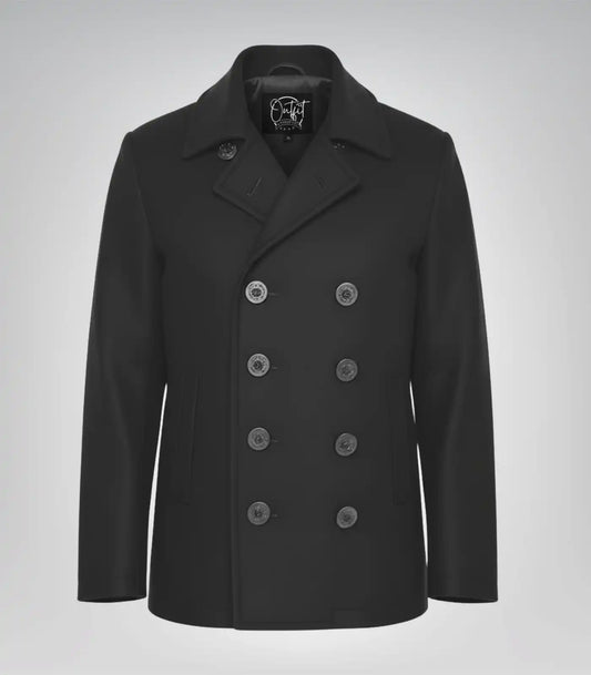 Gossett Men’s Black Double-Breasted Wool Peacoat