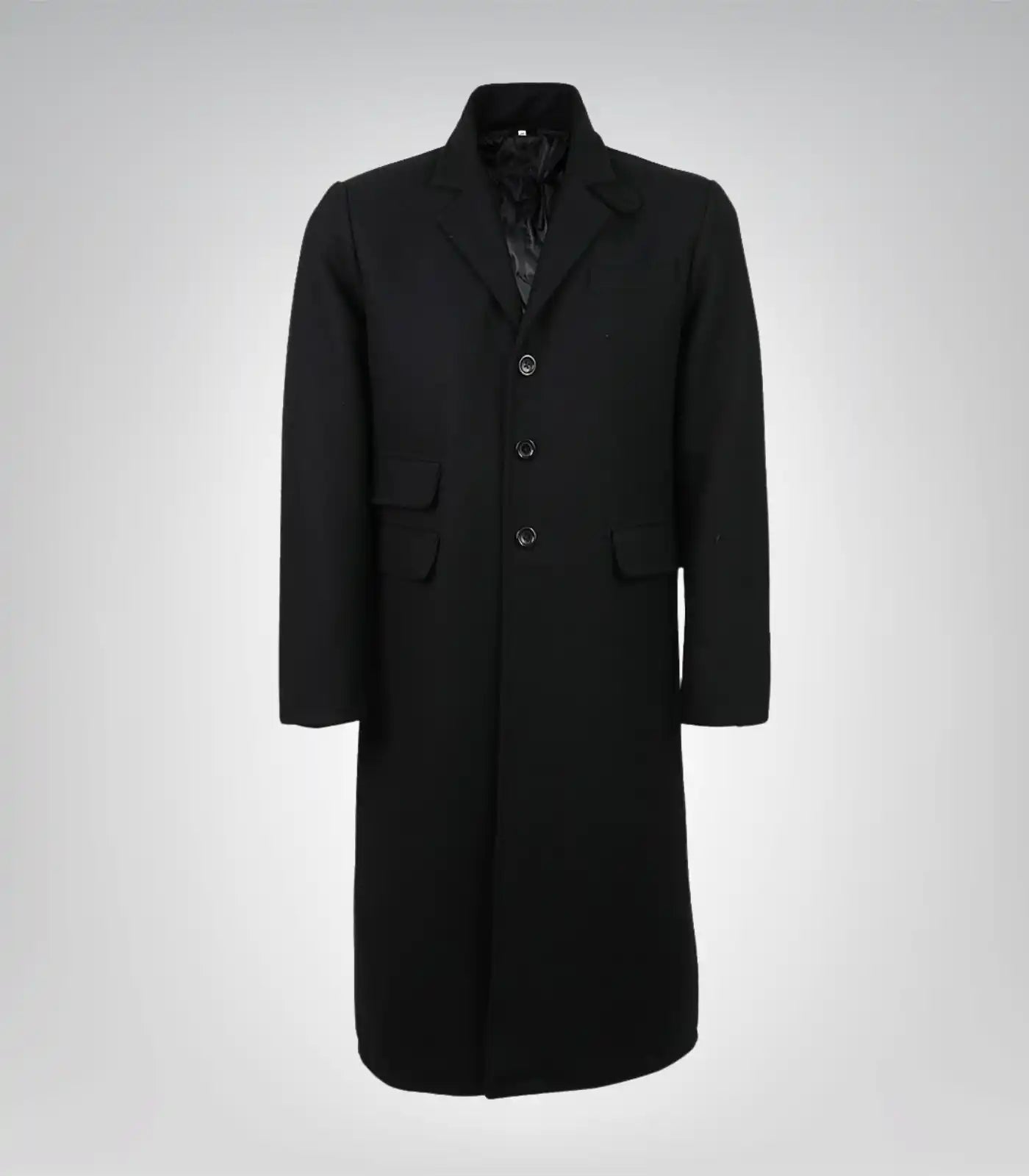 Darryl Men’s Black Notch Lapel Wool Coat with Detachable Vest