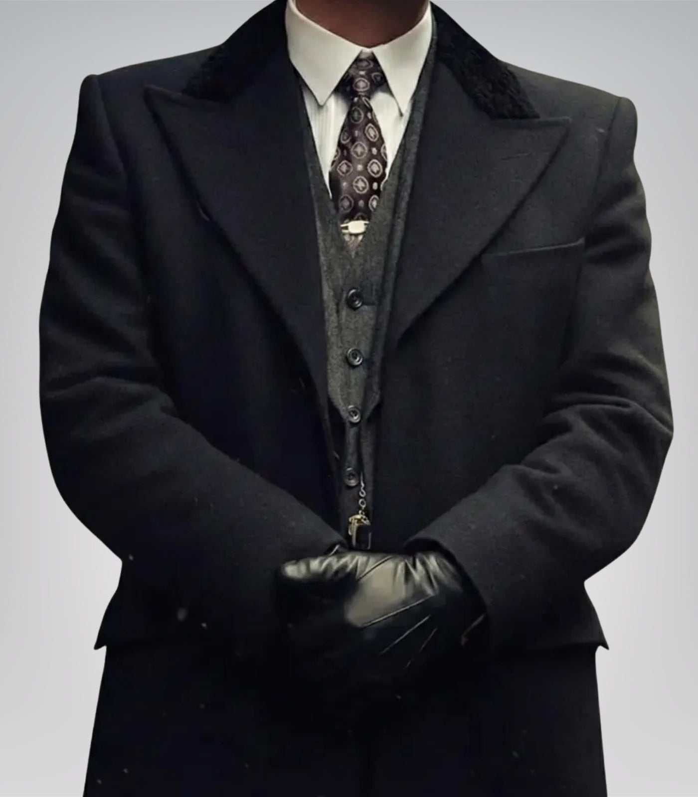 Men’s Black 1920s Gangster Wool Overcoat – Shelby-Inspired Long Winter Coat