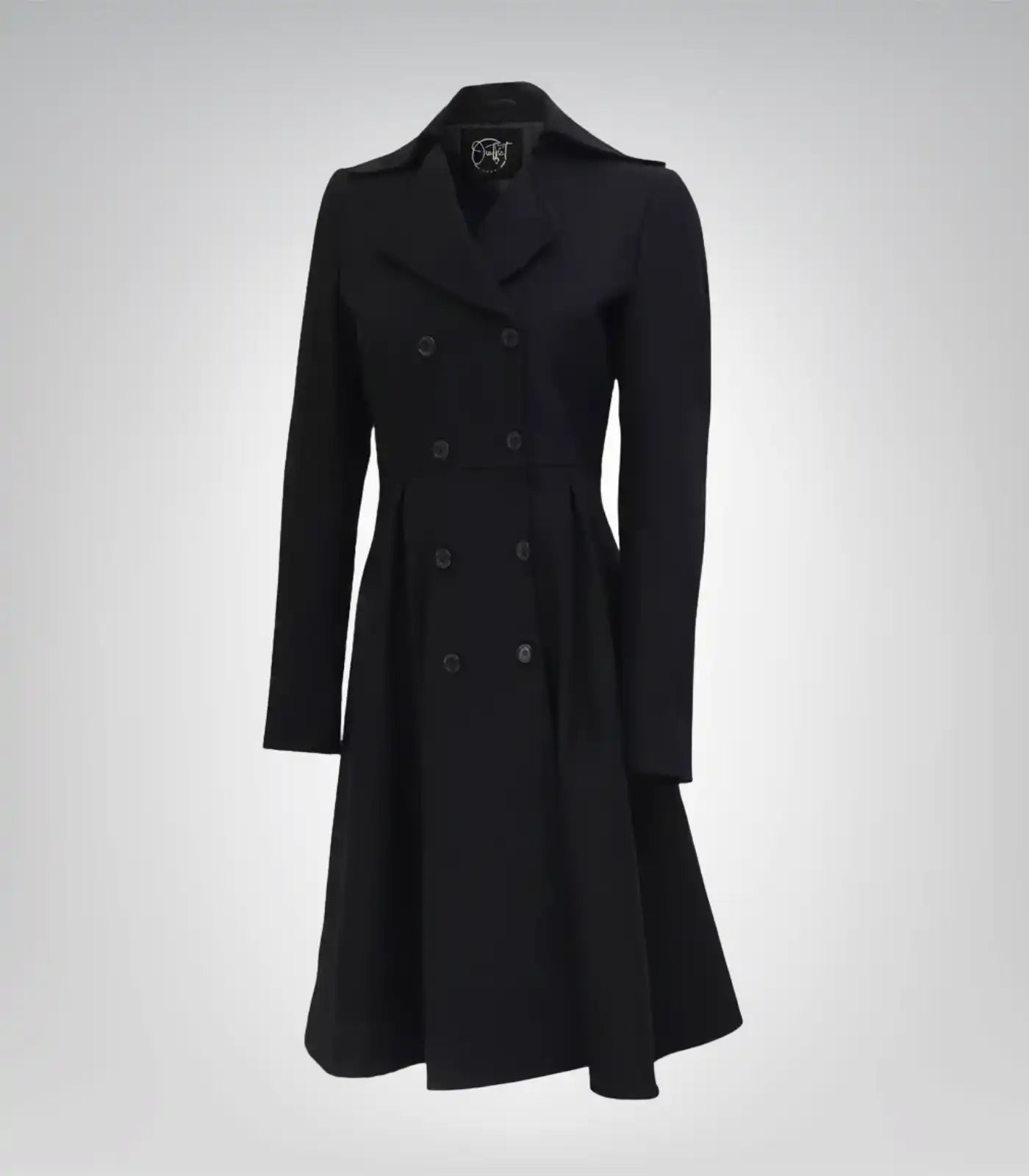 Carol Women’s Black Double-Breasted Wool Trench Coat